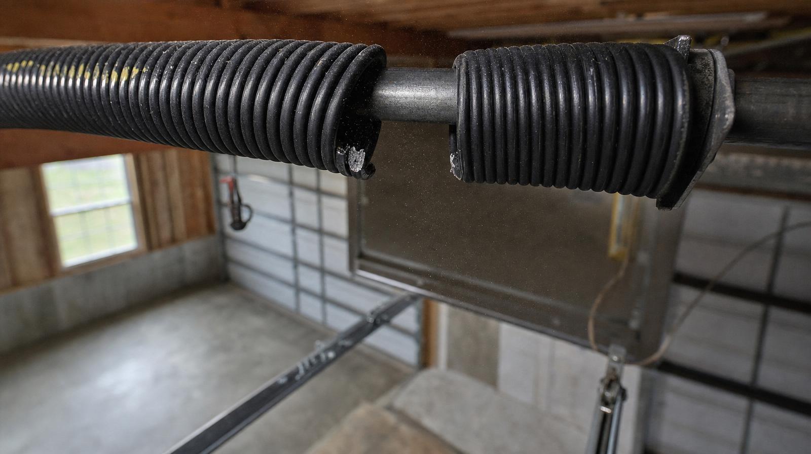 What's actually load-bearing in a garage shake — the opener straps and the track lag bolts. The spring isn't the failure point you think it is.