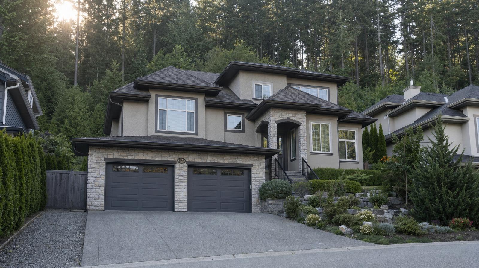 Coquitlam home on Burke Mountain with a forested west-coast backdrop