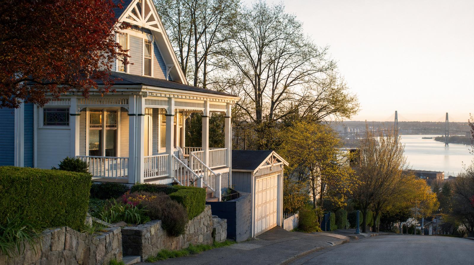 New Westminster heritage home on a steep hillside street near the Fraser River