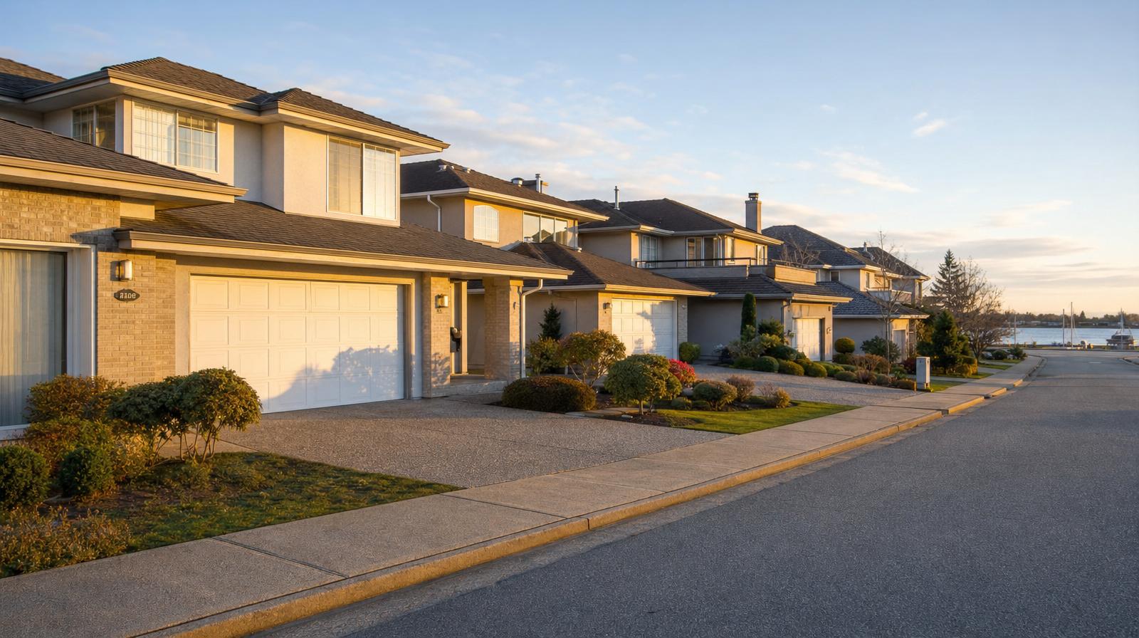 Suburban Richmond home near Steveston with a wide flat driveway